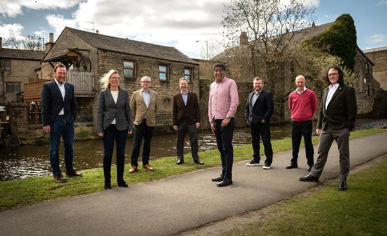 Employees standing outside