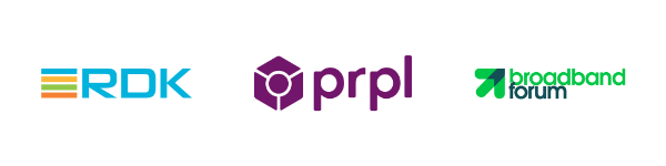 RDK, prpl, Broadband Forum logos