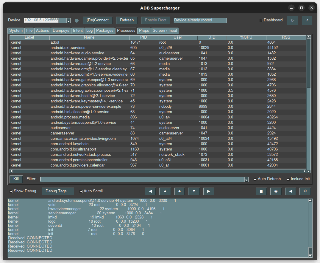 Android Optimisation - ADB Supercharger - Processes